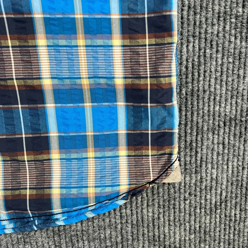 The North Face Shirt Mens Large Blue Plaid Short Sleeve Button Up Hiking Camping